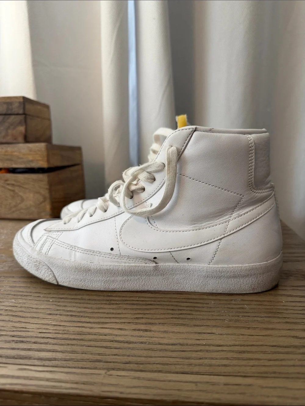 Nike high top blazers- High-Top Sneakers with Light Pink Tongue Accents
